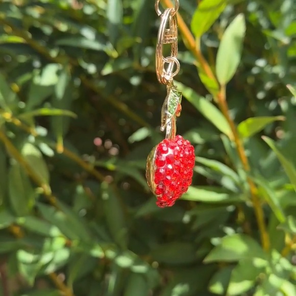 Red and Gold Cherry Keychain with red rhinestones NWT - Picture 5 of 9